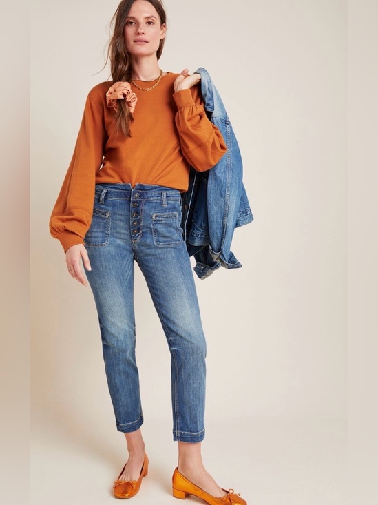 Denim - ANTHROPOLOGIE Pilcro High Rise Denim Button Fly Slim Straight Jeans Size 26